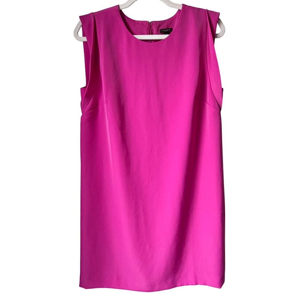 Ann Taylor Vibrant Pink Shift Dress Sleeveless Minimalist Chic Preppy Size 10